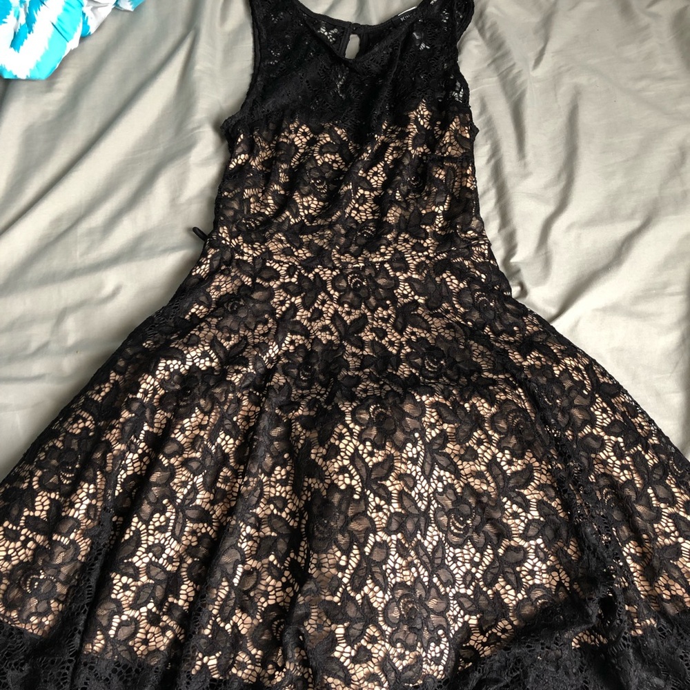 Black and Tan lace mini dress